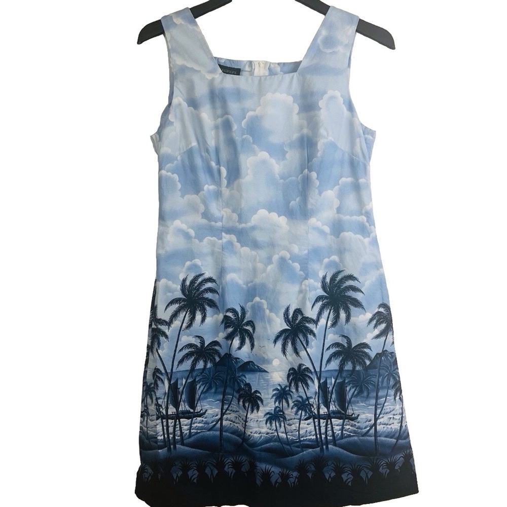 Puanani Hawaii by RJC Cotton Midi Sundress Graphic Cloud/Beach Design Medium